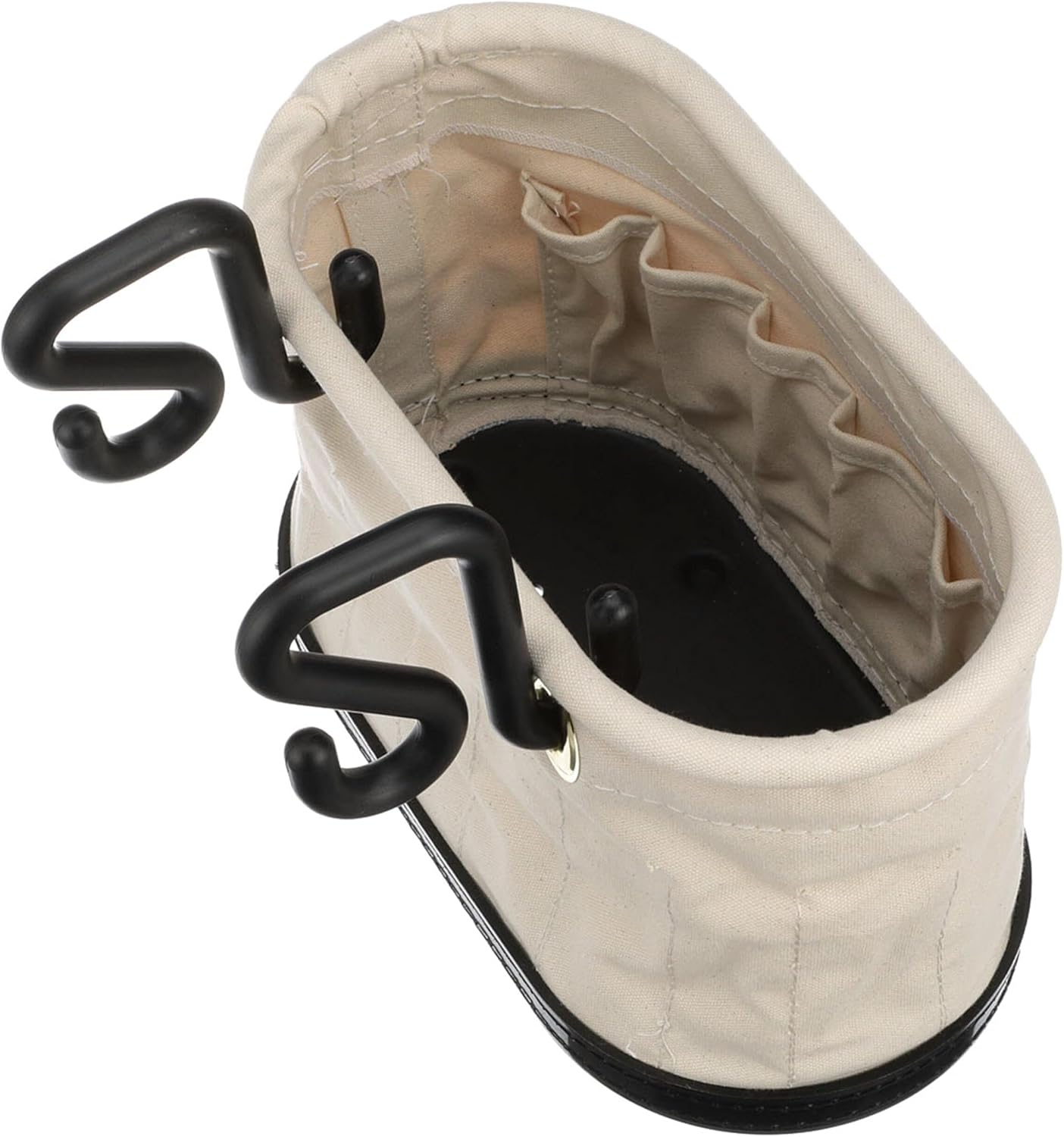Klein Tools 5144 Canvas Bucket, Aerial Oval Tool Bucket with Black Molded Polypropylene Bottom, Includes Hooks, 15 Pockets
