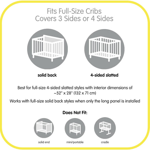 BreathableBaby Breathable Mesh Liner for Full-Size Cribs, Classic 3mm Mesh, White (Size 4FS Covers 3 or 4 Sides)