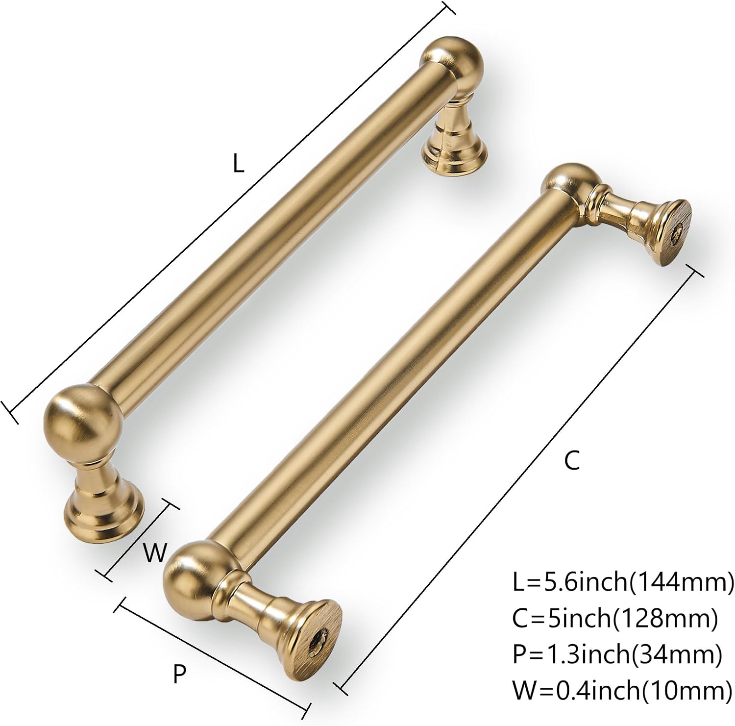 khtumeware 10 Pack 5 Inch Hole Center Champagne Bronze Cabinet Pulls Heavy Duty Solid Satin Brass Cabinet Handles for cabinets Dressers Kitchens Handles Bathroom cabinets