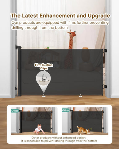Extra Wide Retractable Baby Gate 71" Wide Fits Large Opening Black