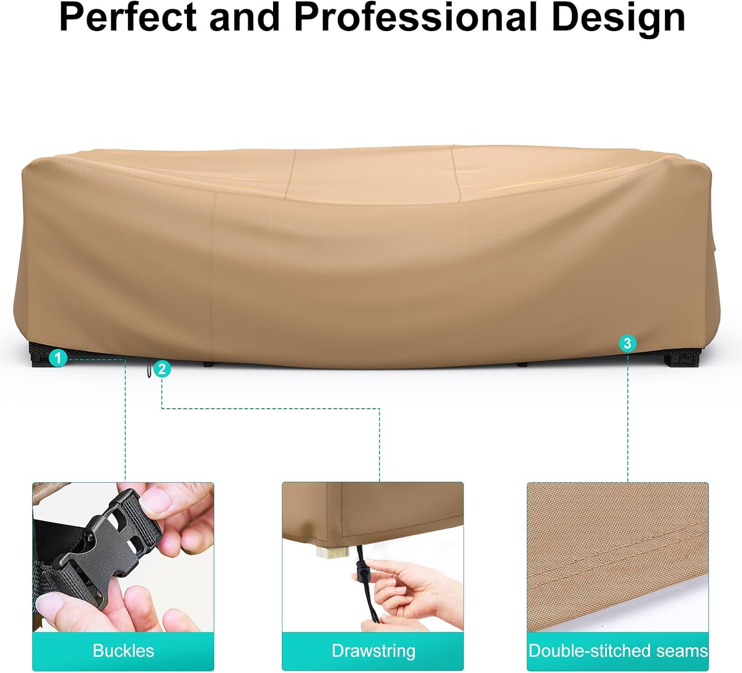 Waterproof Outdoor Patio Furniture Covers 128"L×83"W×28"H Brown