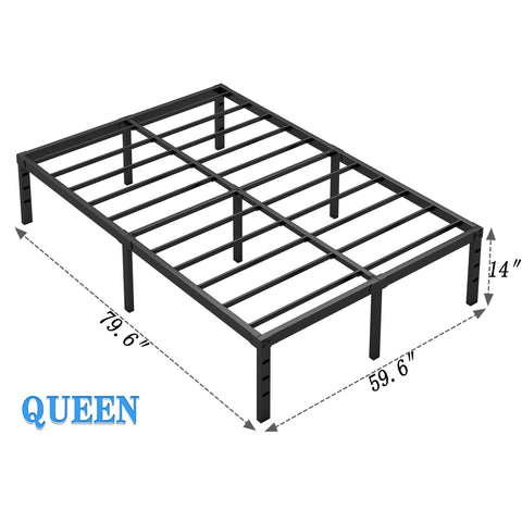 NEW JETO Metal Bed Frame-Simple and Atmospheric Metal Platform Bed Frame, Storage Space Under The Bed Heavy Duty Frame Bed, Sturdy Queen Size Bed Frame, Suitable for Bedroom, Queen