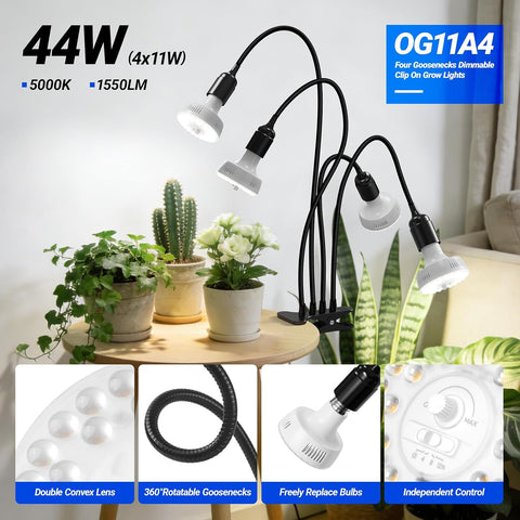 Barrina Orbgrow OG11A4 Clip On Grow Light for Indoor Plants, 5000K 44W