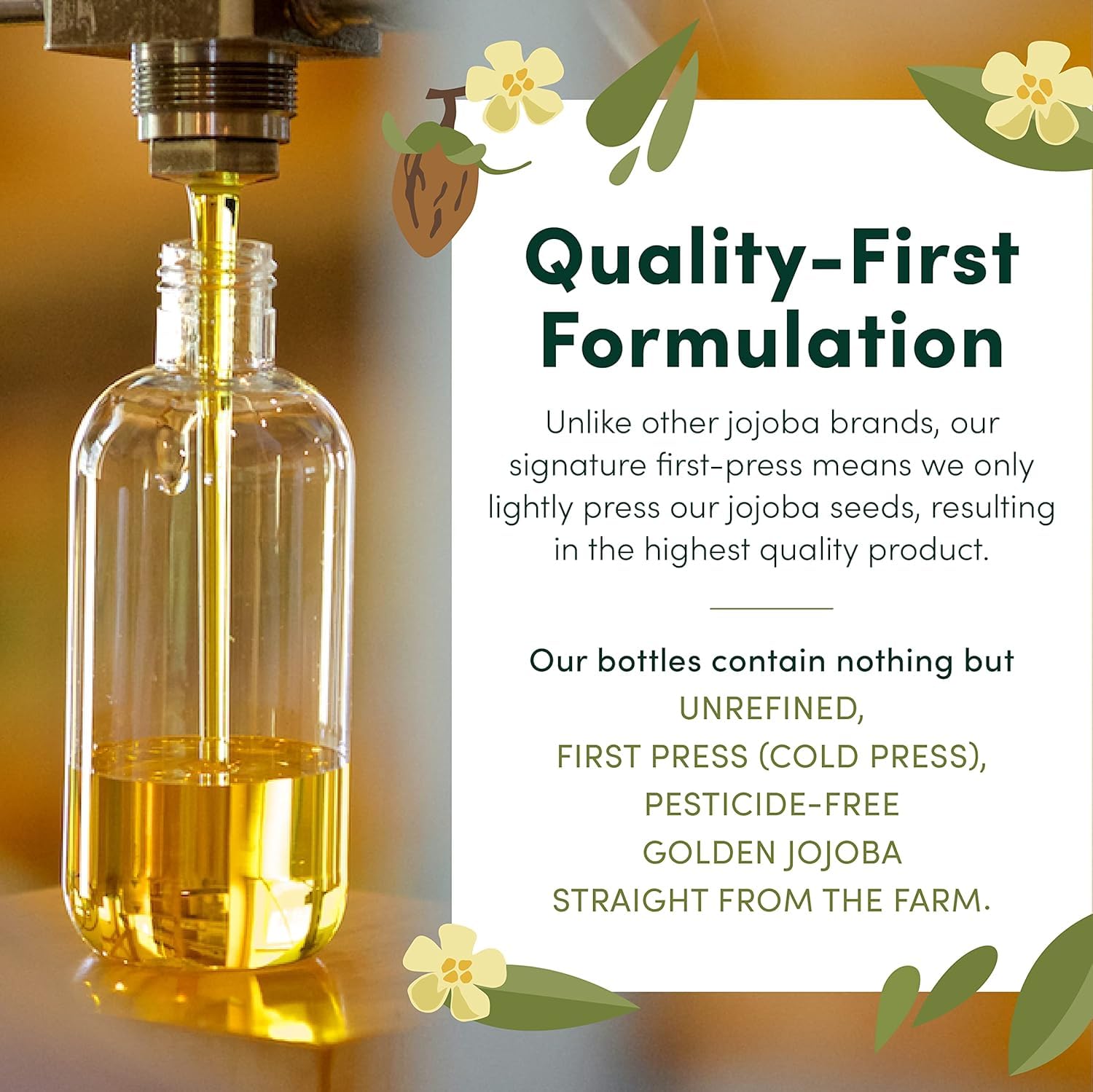 HobaCare Jojoba Baby Oil with Pump Dispenser – 100% Pure Natural Unrefined Unscented Cold-Pressed Jojoba Oil for Baby Hair, Infant Skin, Cradle Care & Body Moisture (4.22 fl oz)