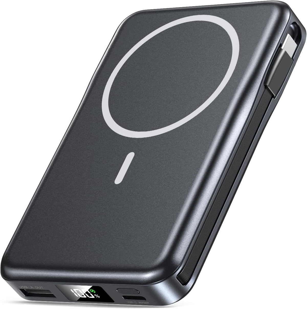 Magnetic Portable Charger 10000mAh, 20W Power Bank with Built in Cable
