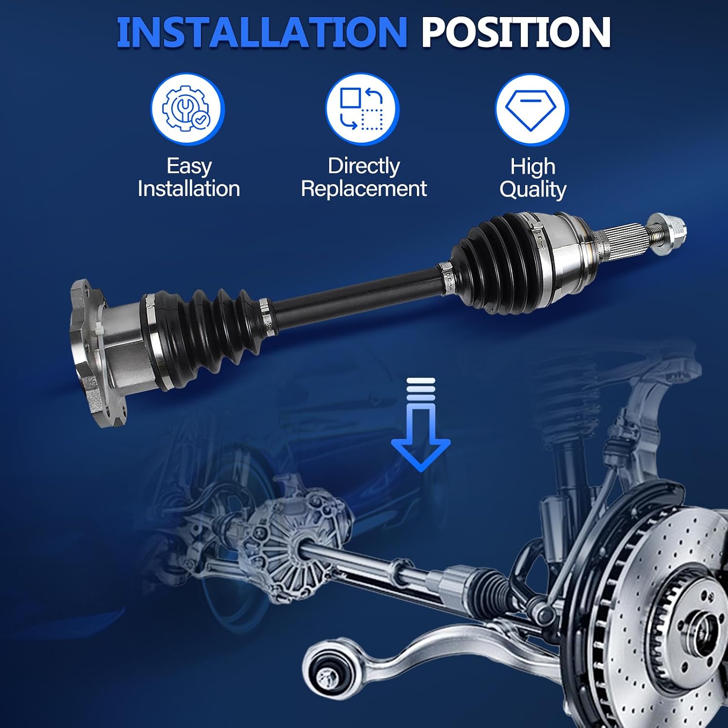 Maxfavor CV Axle Front Fit for 2007 2008 09-2020 Chevy Silverado 1500 Tahoe Cheyenne Avalanche Suburban 1500 & GMC Yukon XL Sierra 1500 & Cadillac Escalade ESV EXT 2007-2020 Left Right CV Joint Shaft