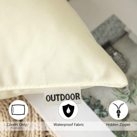 MIULEE Decorative Outdoor Waterproof Pillow Covers 20x20 Beige