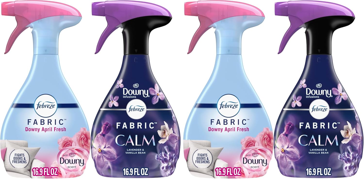 Febreze Odor-Fighting Fabric Refresher,Downy Calm and Downy April Fresh,16.9oz,(Pack of 4)