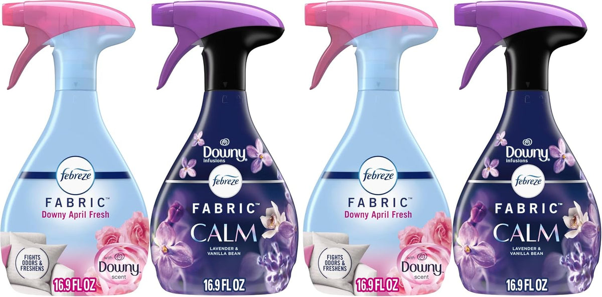 Febreze Odor-Fighting Fabric Refresher,Downy Calm and Downy April Fresh,16.9oz,(Pack of 4)