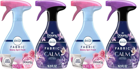 Febreze Odor-Fighting Fabric Refresher,Downy Calm and Downy April Fresh,16.9oz,(Pack of 4)