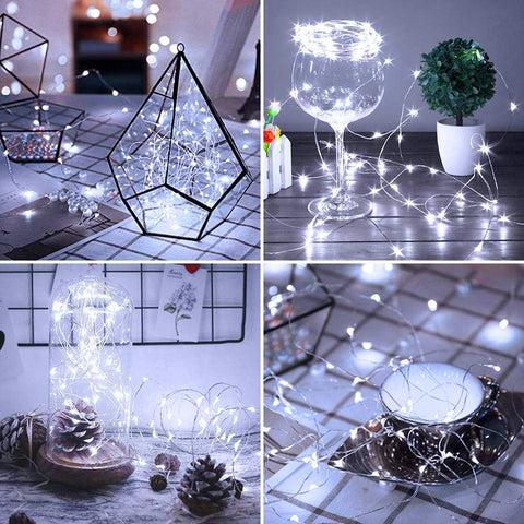 8 Pack LED Fairy Lights Battery Operated 20FT 60 LEDs Silver Wire String Lights Twinkle Lights Starry Fairy Lights for Bedroom Christmas Wedding Party Indoor Outdoor Decorations, Cool White