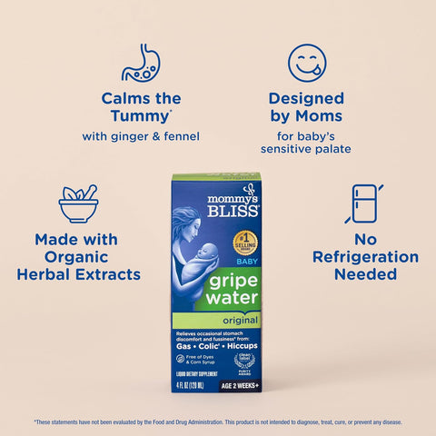 Mommy's Bliss Gripe Water Original, Infants Ages 2 Weeks+, 4 Fl Oz
