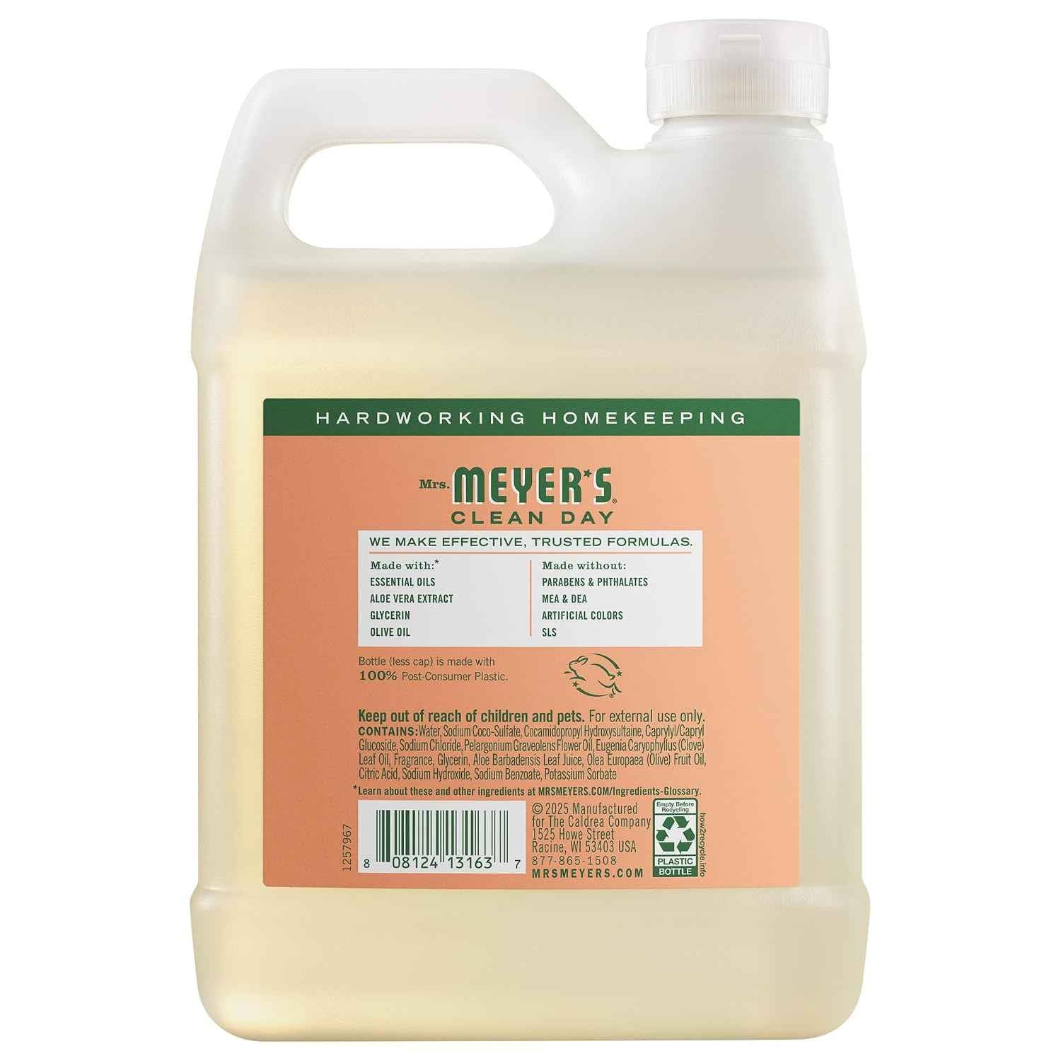 MRS. MEYER'S CLEAN DAY Hand Soap Refill, Geranium Scent, 33 Fl Oz Bottle