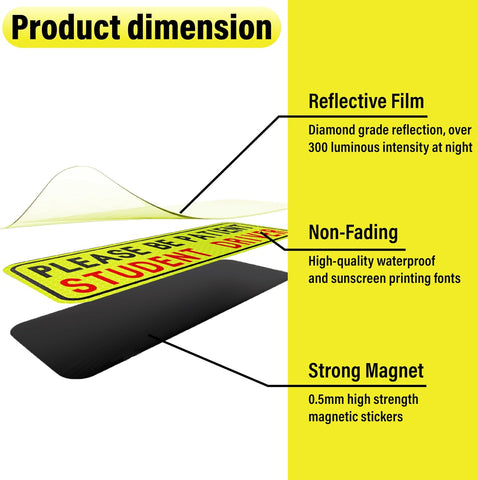 BFXM 4 PCS Student Driver Magnet for Car, New Driver Magnet for Car