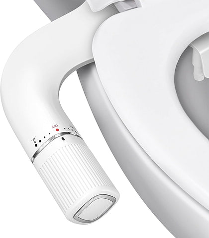 BIGCOW Ultra-Slim Bidet Attachment for Toilet - Dual Nozzle (Frontal & Rear Wash) with Adjustable Cold Water Pressure and Stainless Steel Inlet - Hygienic Solution for Fresh Cleanliness, Silver 1 Pcs