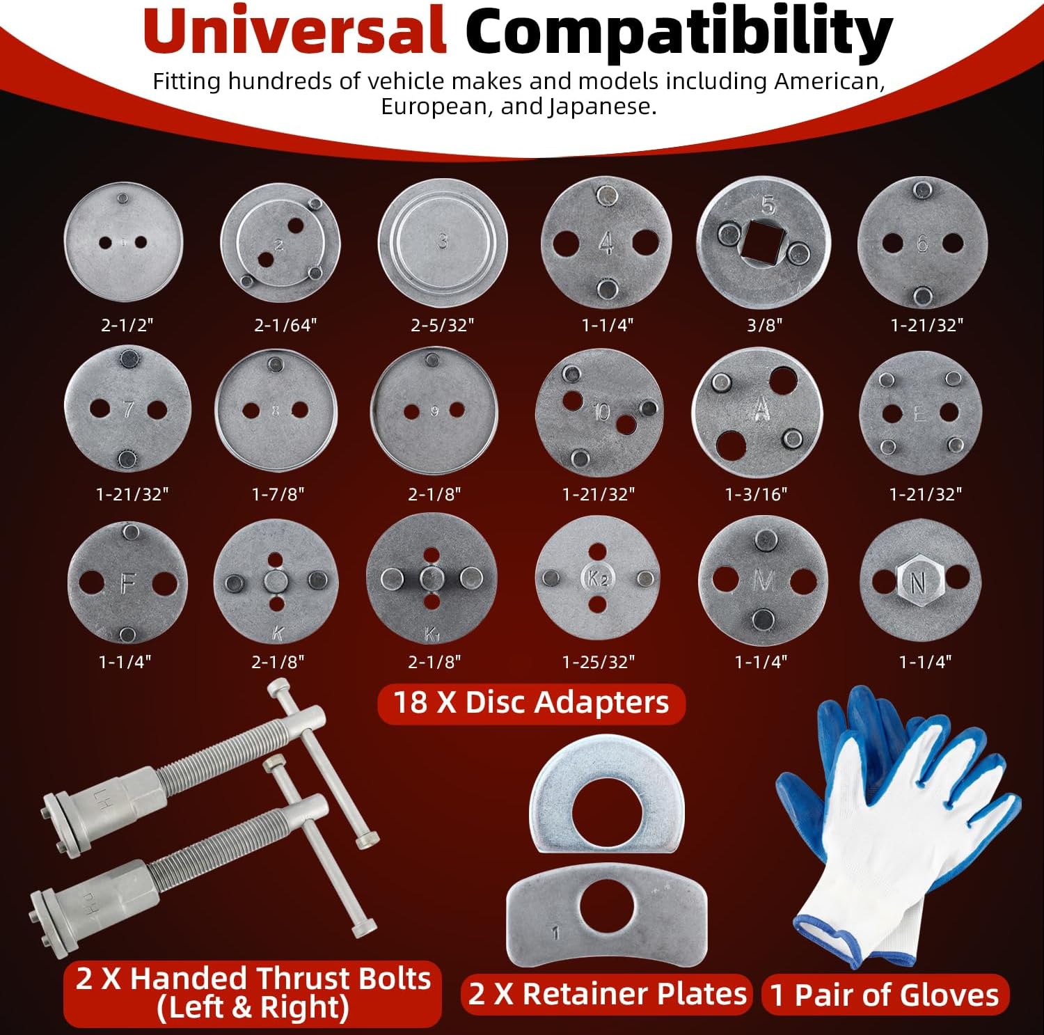 8MILELAKE Disc Brake Caliper Compressor Wind Back Tool 24pc Professional Caliper Tool Set