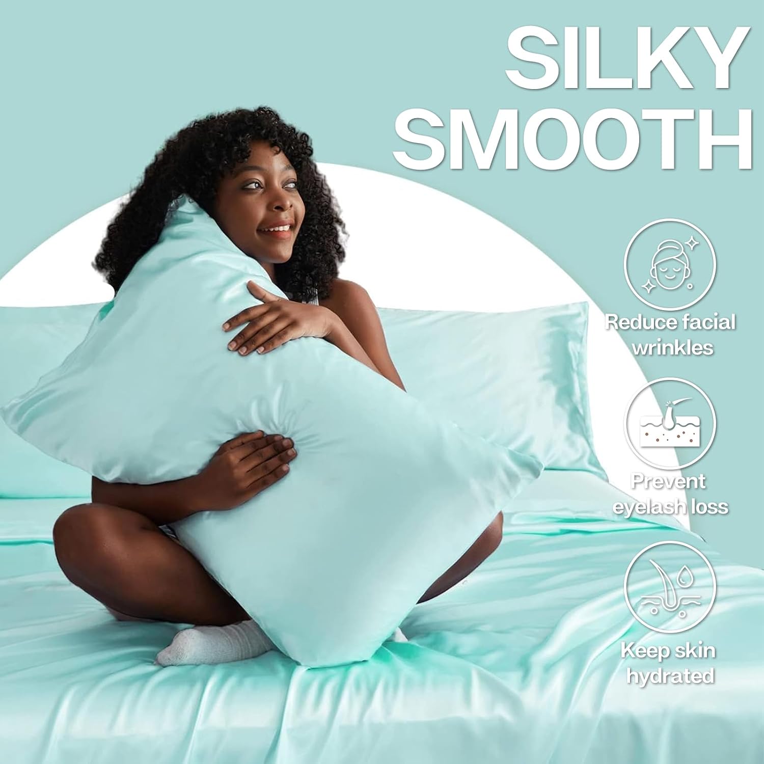 MR&HM Satin Pillowcase 2 Pack, King Size 20"x40", Turquoise
