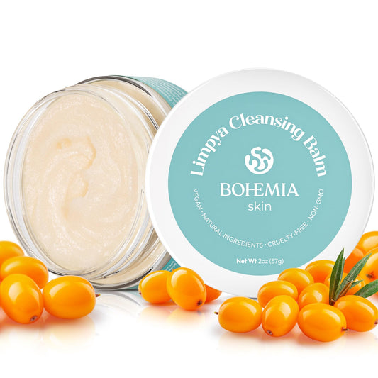 BOHO Skin Cleansing Balm - Hydrating & Moisturizing Facial Cleanser & Makeup Remover Balm for All Skin Types - Natural Deep Pore Cleanser with Vitamin E & Botanical Extracts (2oz)