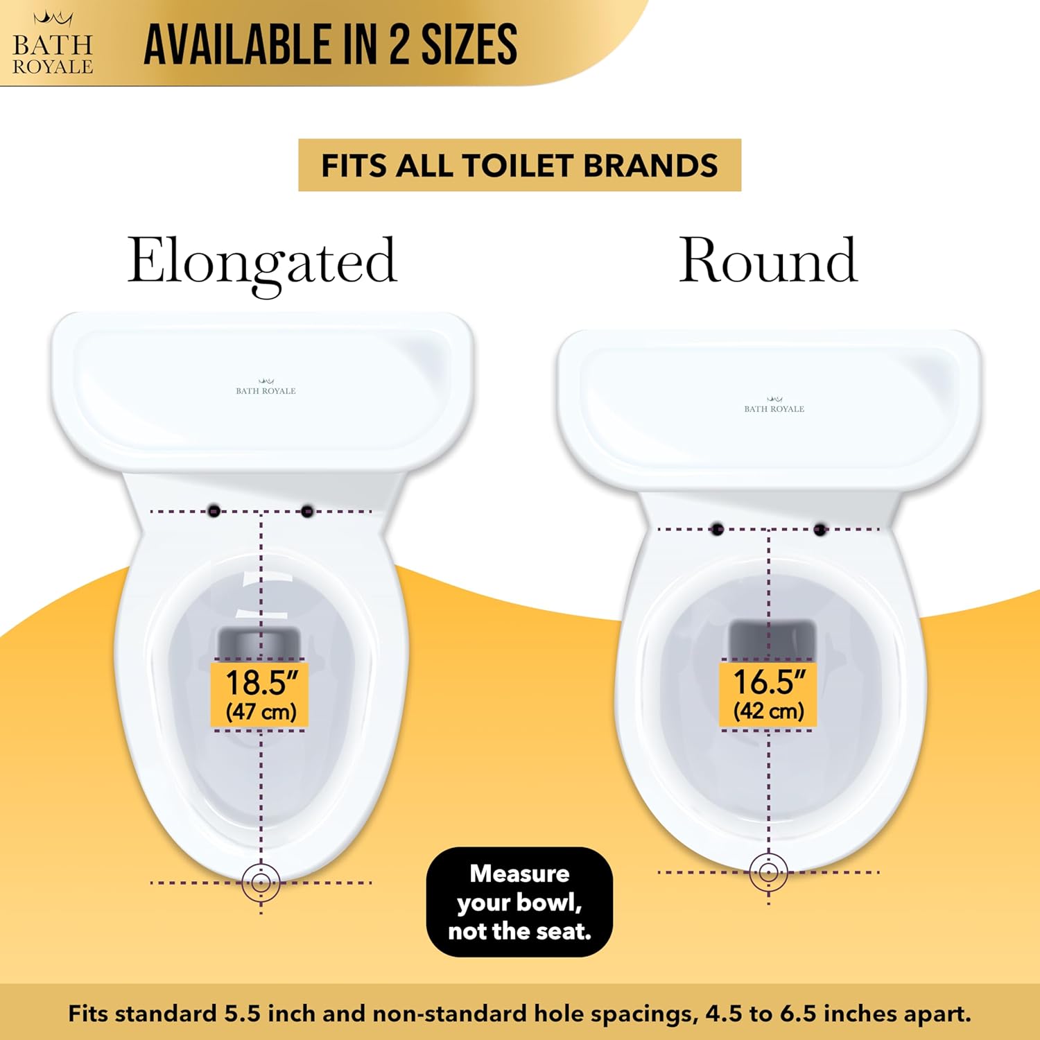 Bath Royale Toilet Seat Upgrade Round BR500-02 Heavy Duty Quiet Close, Durable, Stain-Resistant and Easy to Clean, Fits All Toilet Brands, Executive Series - Almond/Bone