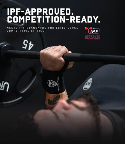 Gymreapers Weightlifting Wrist Wraps (IPF Approved) Professional Quality Wrist Support with Heavy Duty Thumb Loop - Best Wrap for Powerlifting Competition, Strength Training, Bodybuilding