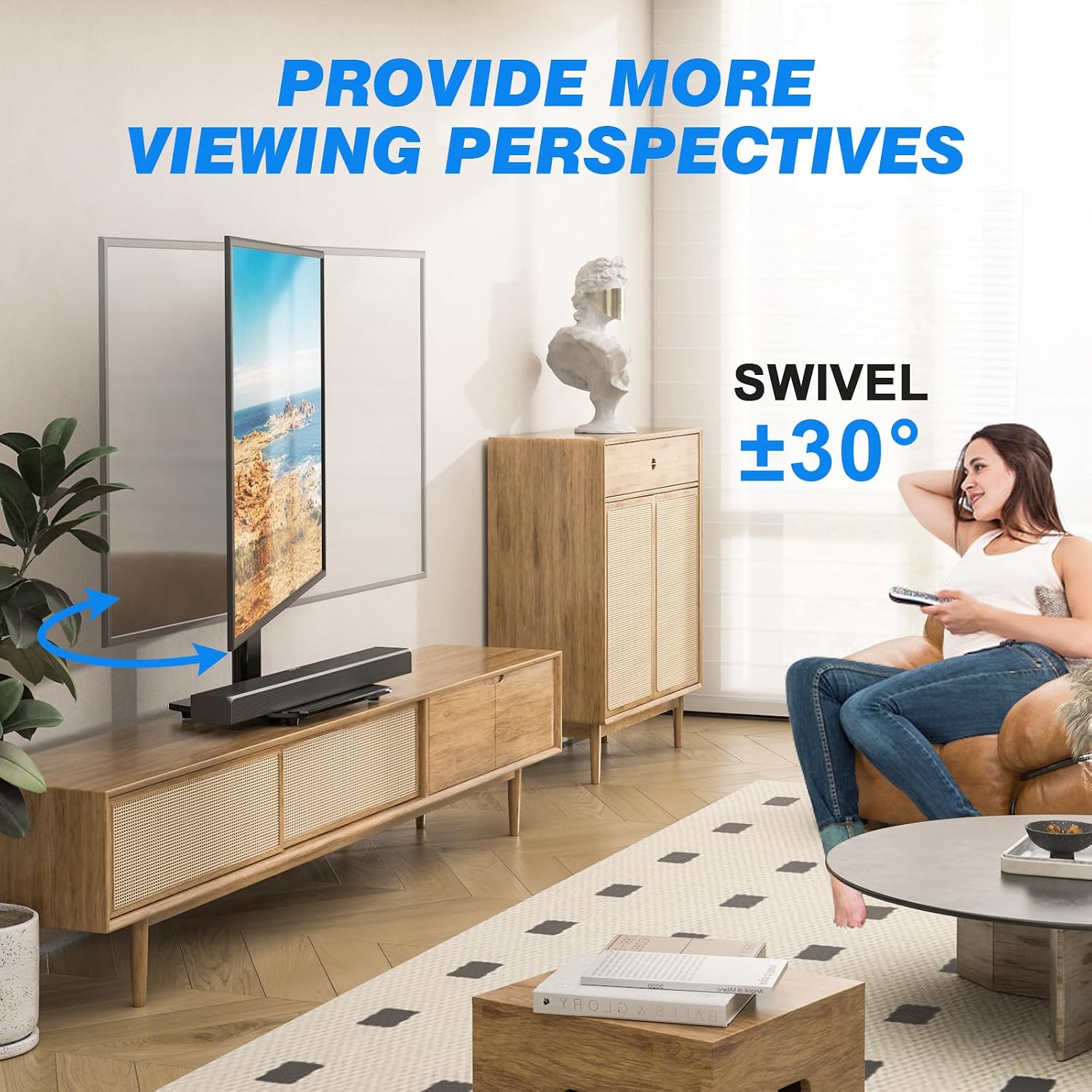Rfiver Universal Swivel TV Stand for 27-50 55 60 Inch TVs