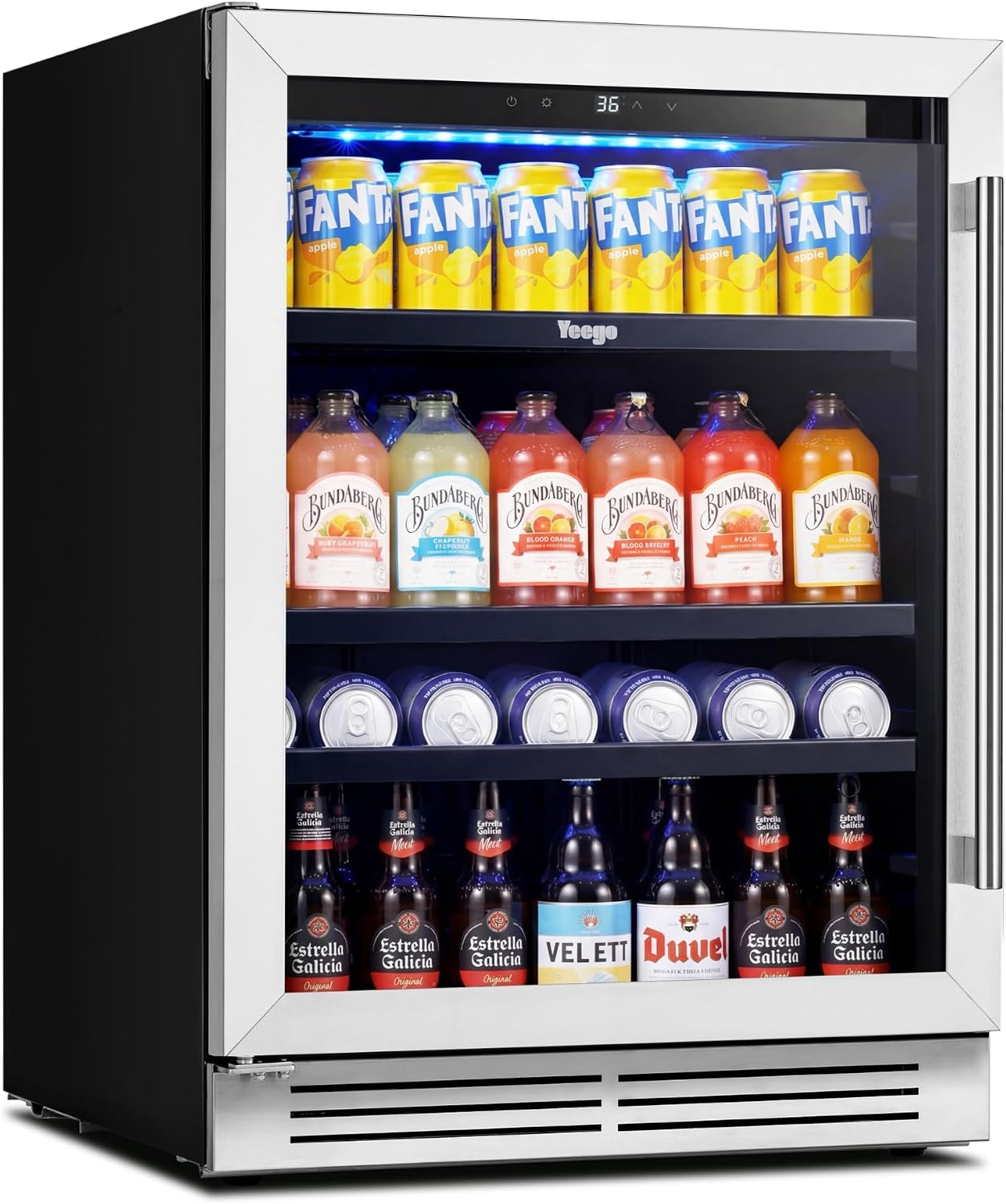 Yeego 24 inch Beverage refrigerator, 180 Cans Drink Cooler Left-Hinged