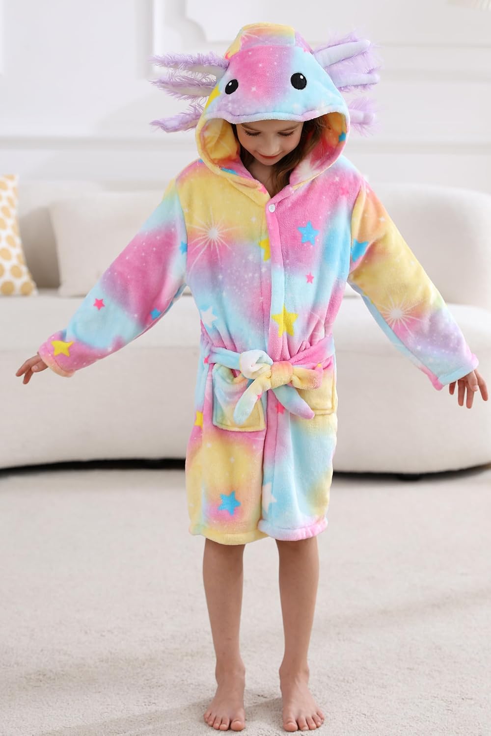 DELEY Unisex Boys Girls Bathrobes Toddler Hooded Robes Kids Sleepwear