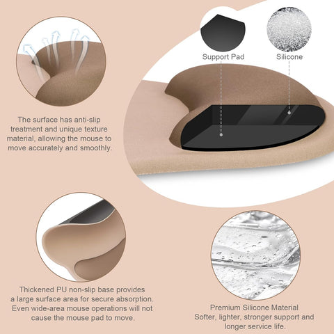 MOSISO Wrist Rest Support for Mouse Pad&Keyboard Set, Mocha