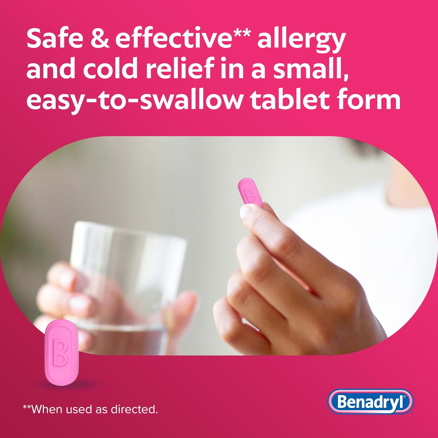 Benadryl Ultratabs Allergy Relief, 25 mg Diphenhydramine HCl, 100 Ct