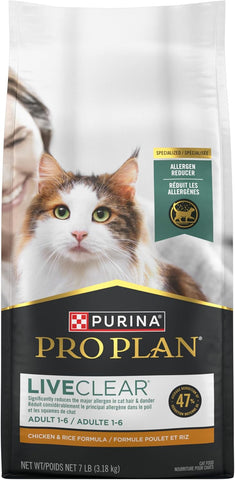 Purina Pro Plan LiveClear Allergen Reducing Dry Cat Food, Chicken, 7 lb
