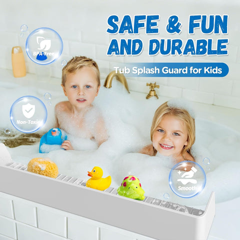 Splash Guard for Bathtub Kids - Silicone Bath Tub Play Shelf, Gray