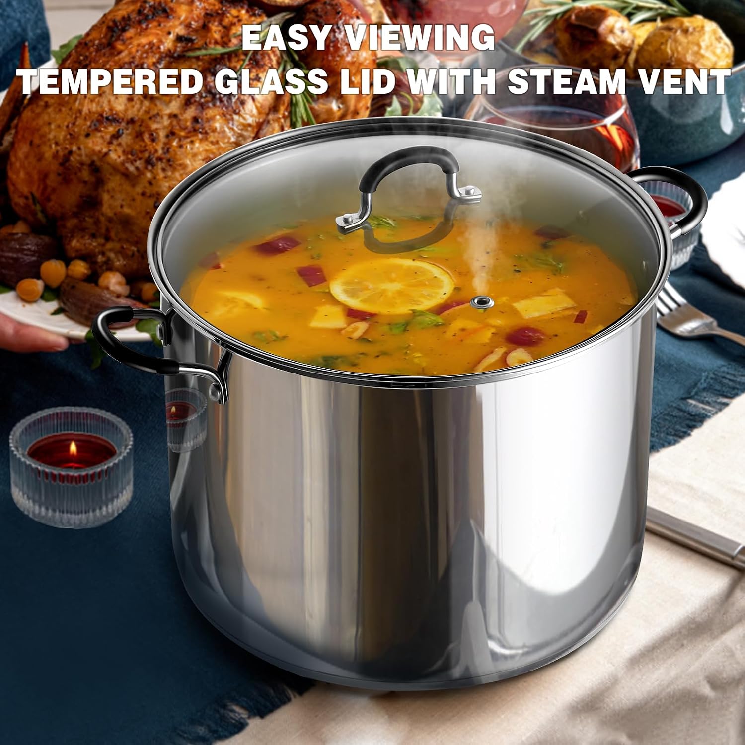 Cook N Home Professional 20 Quart Stainless Steel Stock Pot with Lid