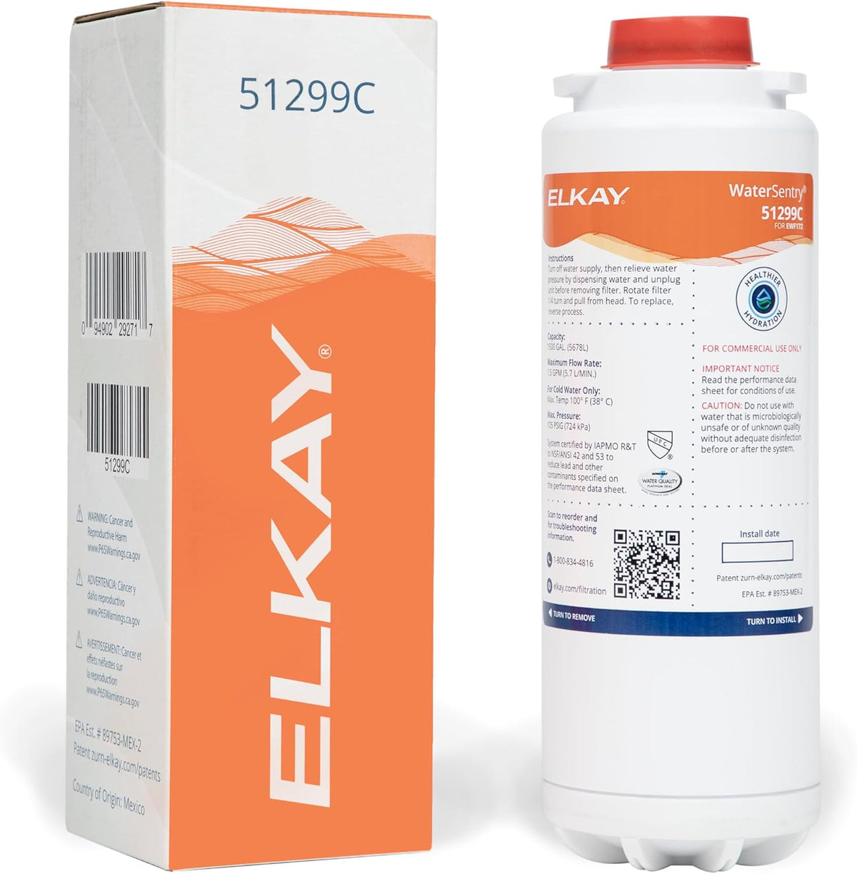 Elkay 1500 Gallon WaterSentry Replacement Filter 51299C - 1 Each