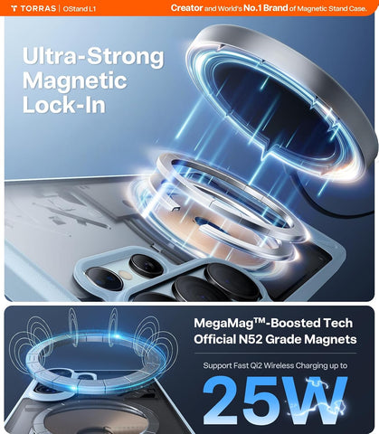 TORRAS Strong Magnetic & Stand for Samsung Galaxy S26 Ultra Case Blue