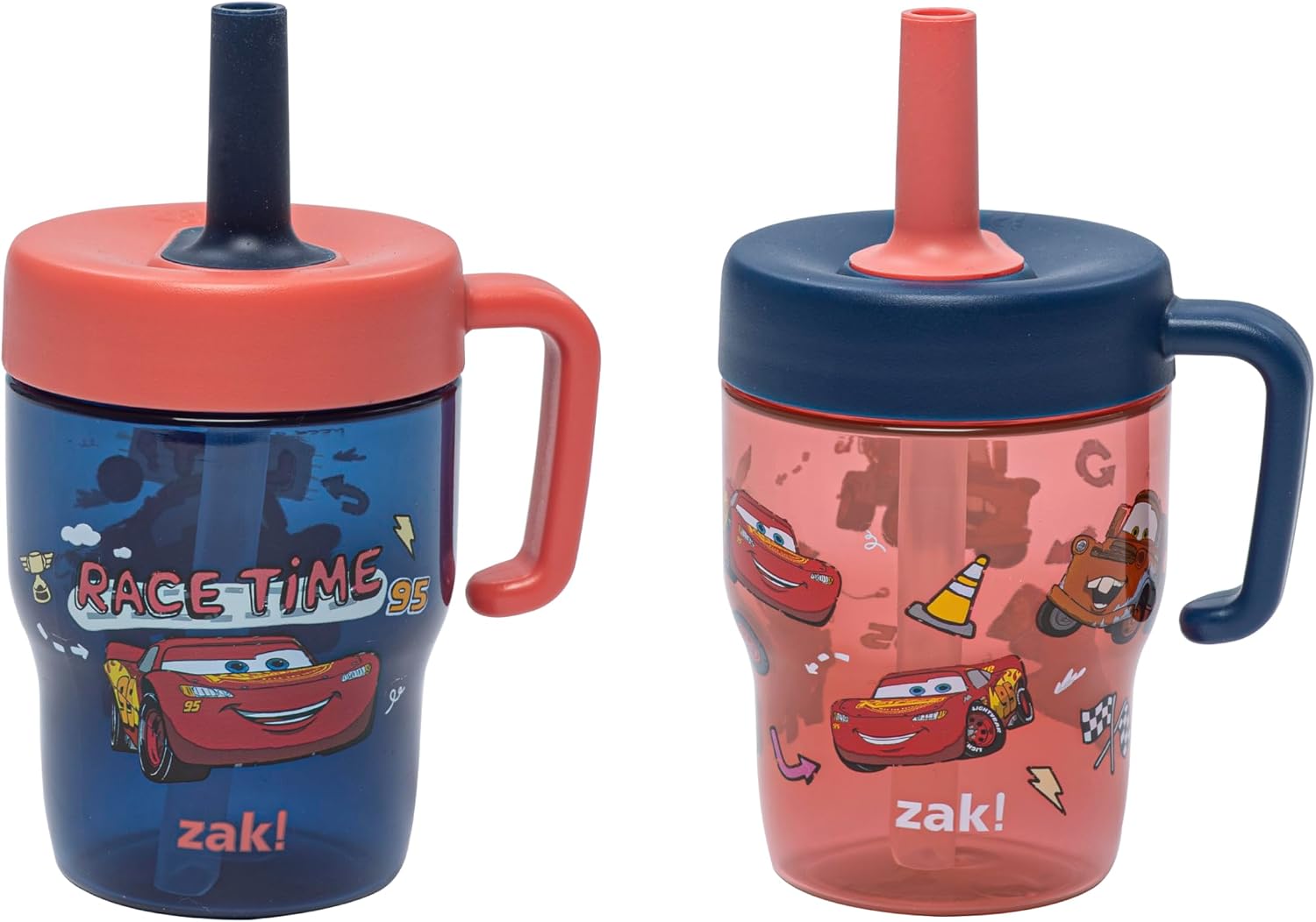 Zak Designs Disney Pixar Cars Capri 10oz Leak-Proof Toddler Cups, 2-Pack