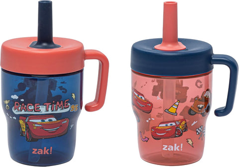 Zak Designs Disney Pixar Cars Capri 10oz Leak-Proof Toddler Cups, 2-Pack