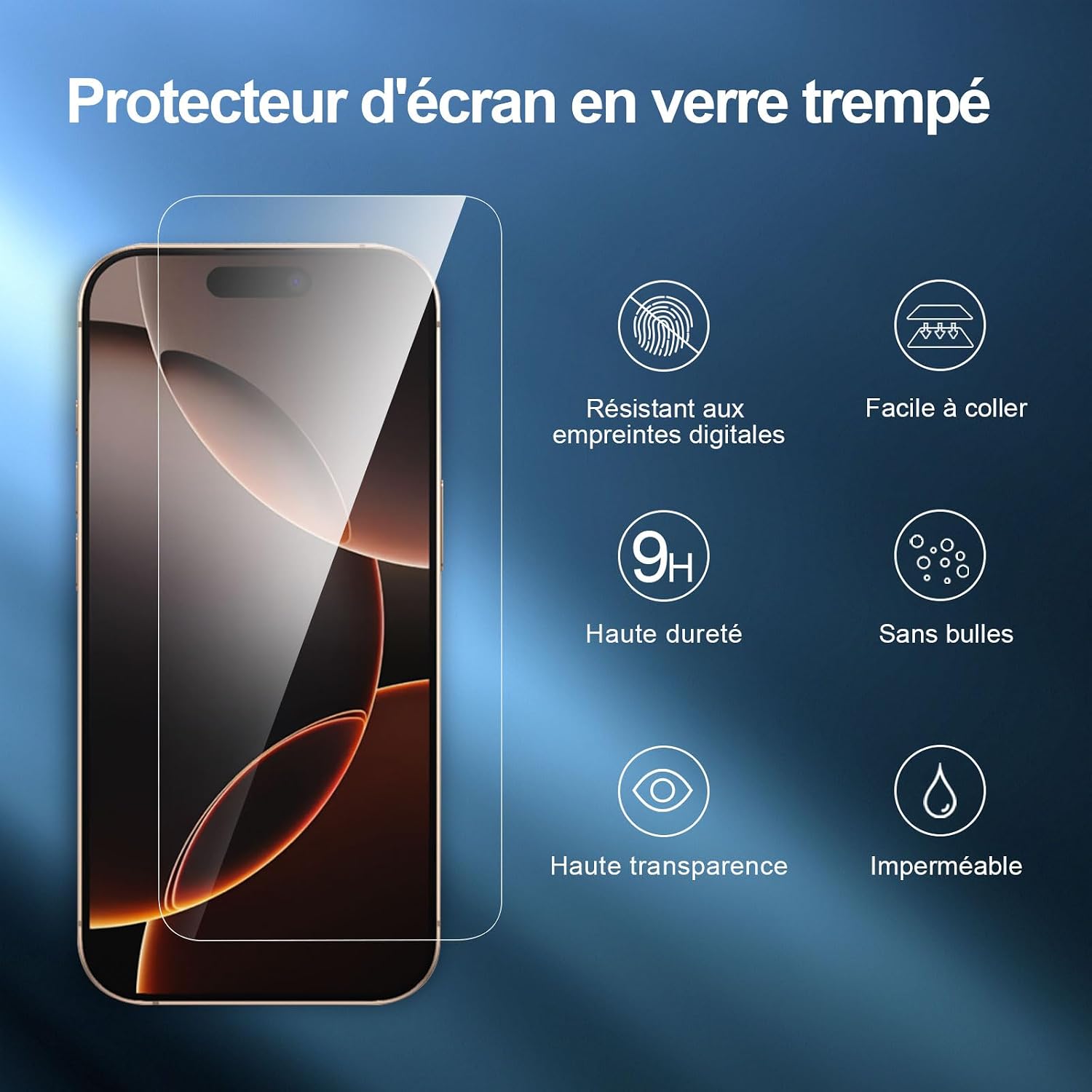 NEW'C 3 Pack Designed for iPhone 16 Pro, iPhone 17, 17 Pro Screen Protector (6.3 inches), Enhanced Tempered Glass Protection with easy installation tool included, Case Friendly