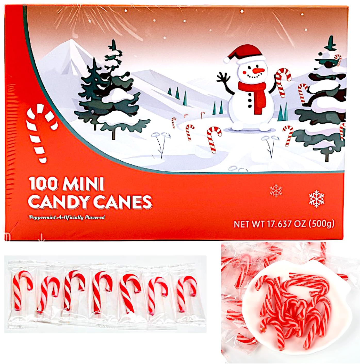 Mini Candy Canes Red & White Peppermint Flavory (100)