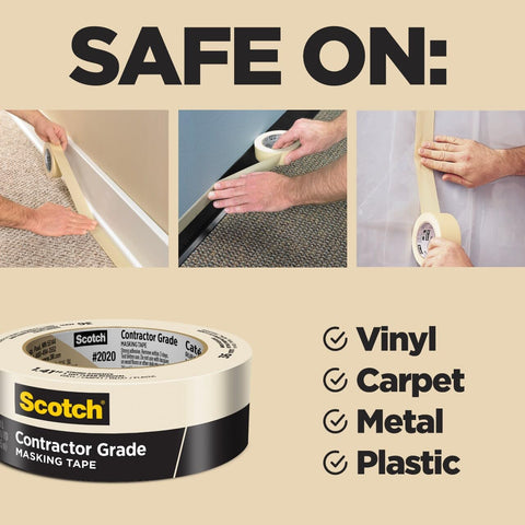 Scotch Contractor Grade Masking Tape 1 Inch Wide, 6 Rolls