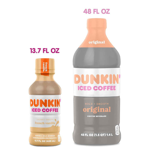 Dunkin' French Vanilla Iced Coffee Bottles, 13.7 fl oz, 12 Pack