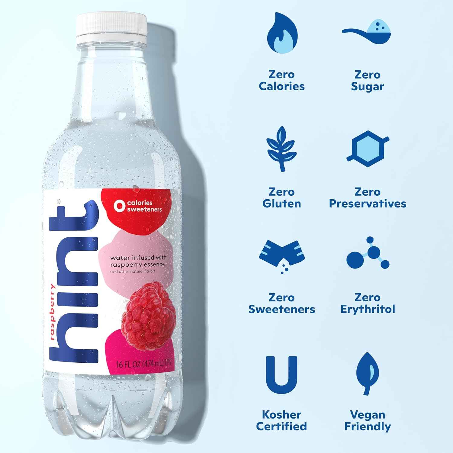 Hint Flavored Water Zero Sugar 0 Calories - Raspberry (12 pack)