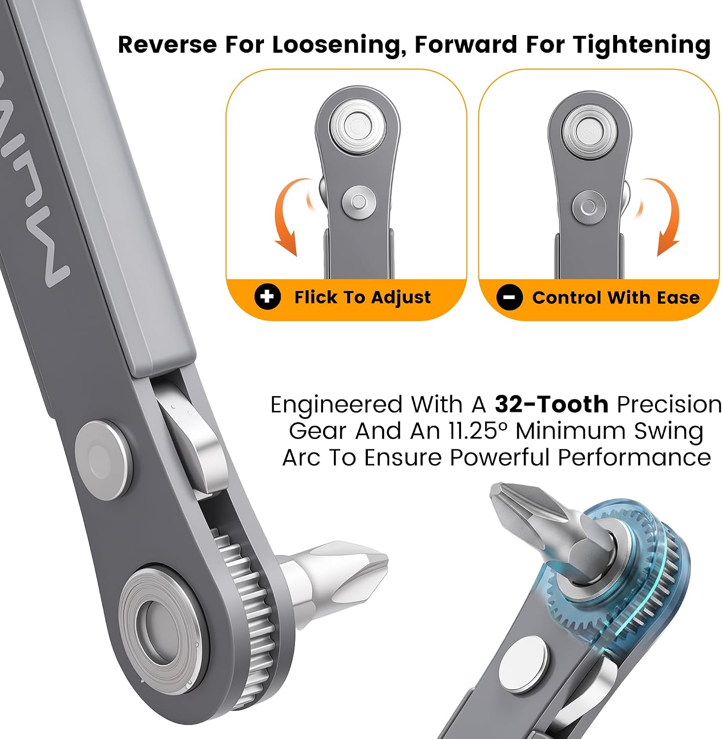 MULWARK 20pc 1/4 Ultra Low Profile Mini Ratchet Wrench Close Quarters Screwdriver Set with High Torque - Right Angle EDC Tool with 90 Degree Mini Offset Reversible Drive Handle & Multi Hex Bits Set