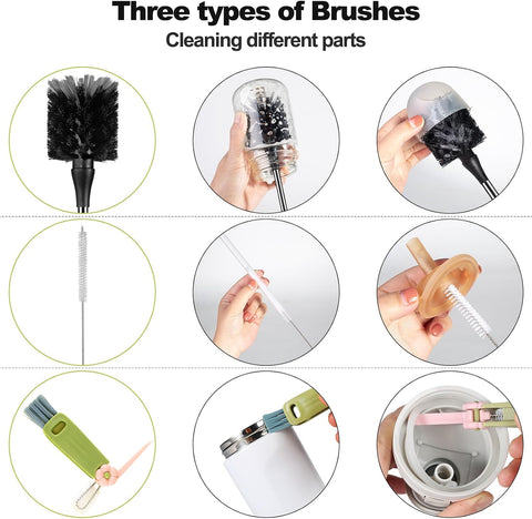 4 Pack Bottle Brush, Long Scrub Cleaning Brushes with Straw & Lid Brushes