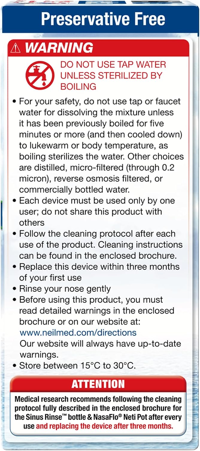 NeilMed Sinus Rinse All Natural Relief Premixed Refill Packets 100 Count (Pack of 1)