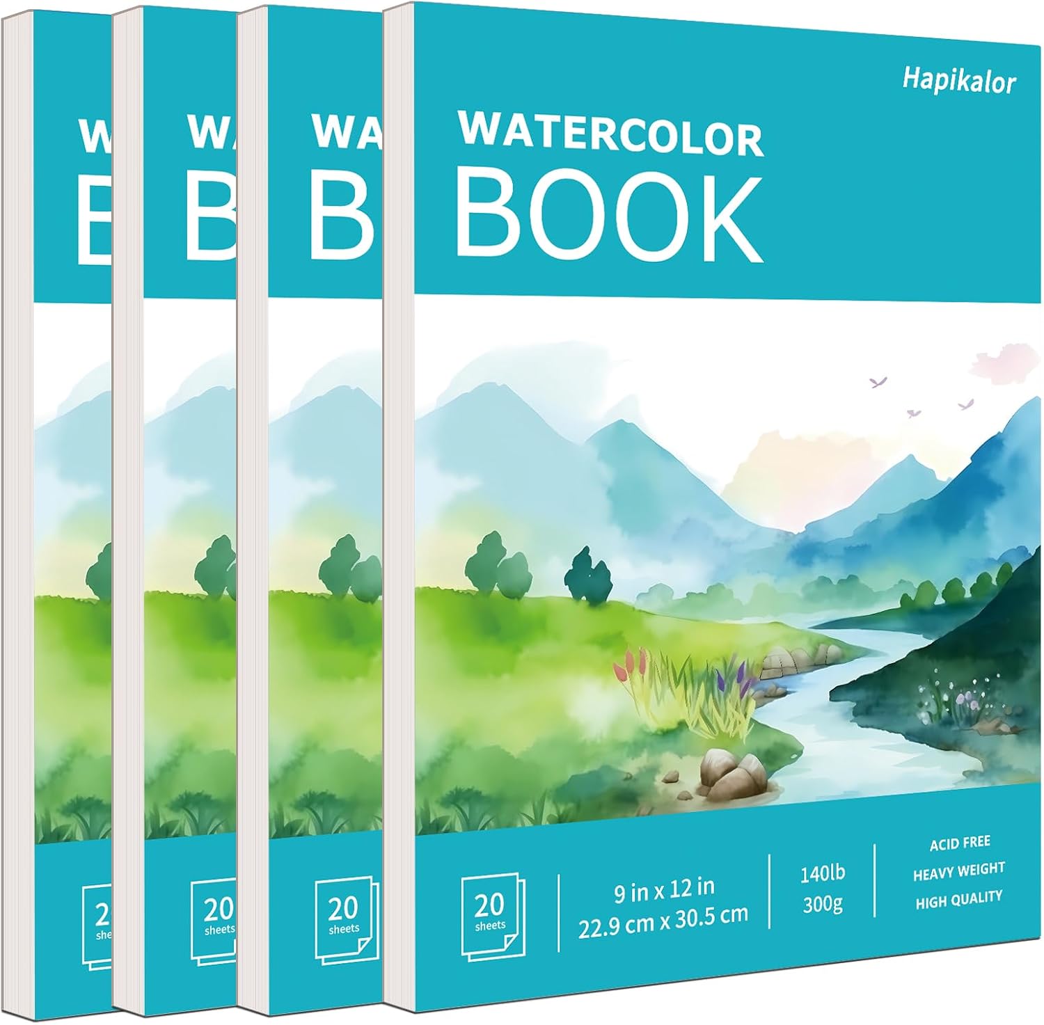300gsm Pink Watercolor Paper Pad, 20 Sheets, Single Pad, 8.5×11 Inches