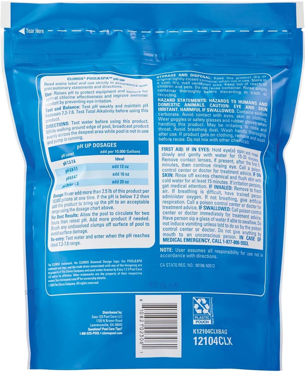 Clorox® Pool&Spa™ Swimming Pool pH Up, Raises pH, Protects Against Eye and Skin Irritation, 4LB (Pack of 1)