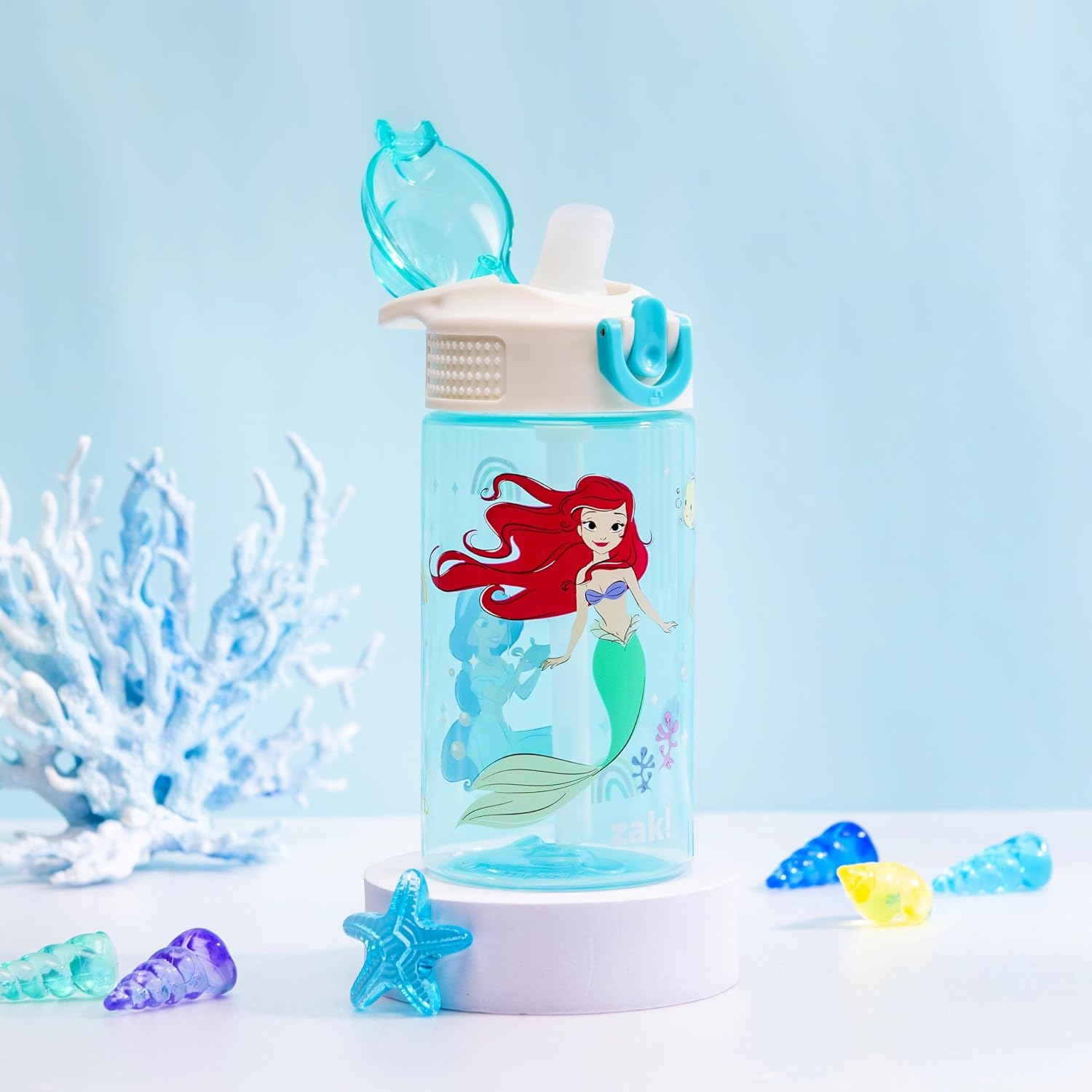 Zak Designs Disney Princess Sage 16oz Leak-Proof Straw Kids Water Bottle