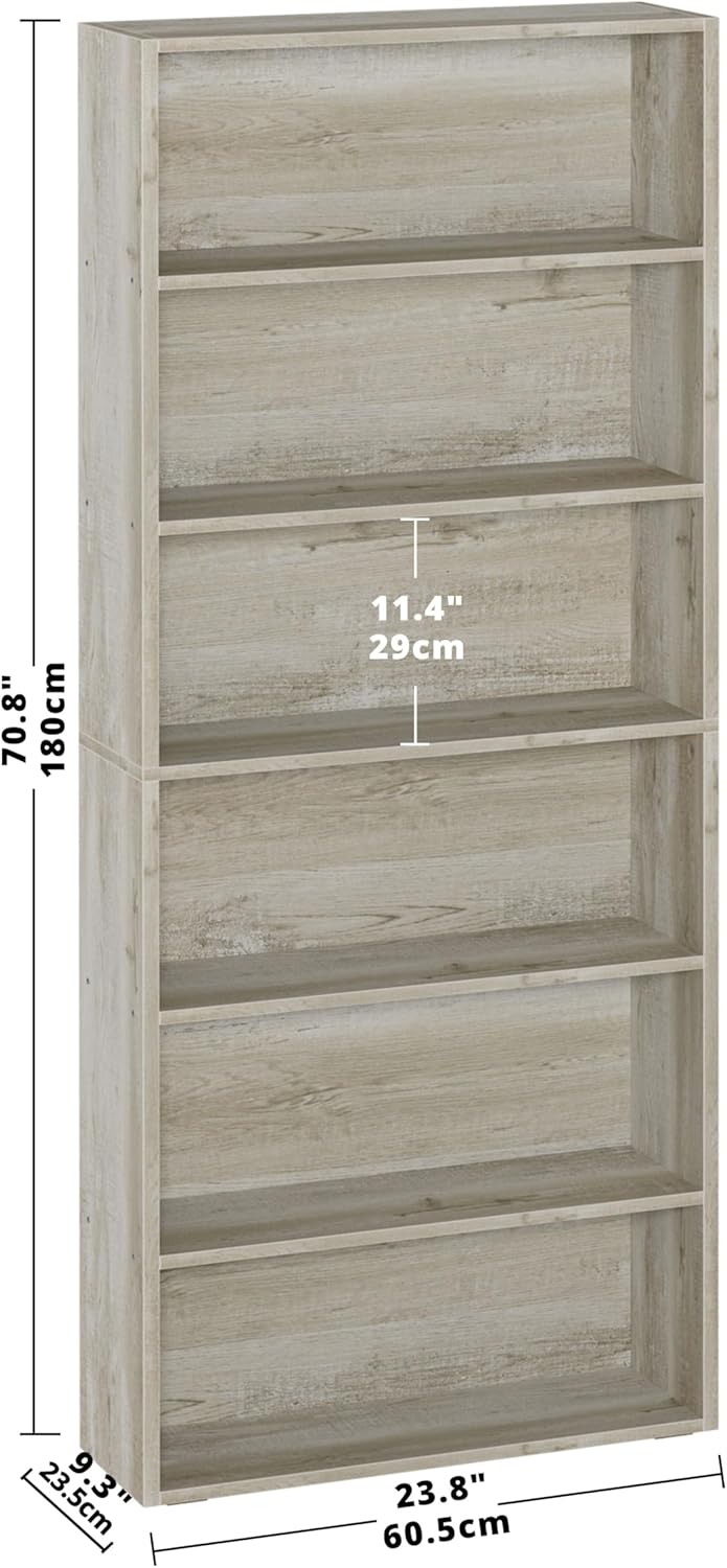 IRONCK Bookshelves and Bookcases Floor Standing 6 Tiers Display Storage Shelves 70 in Tall Bookcase Home Decor Furniture for Home Office, Living Room, Bed Room