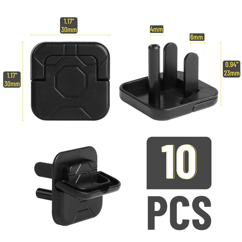 Bates- Electrical Outlet Covers Baby Proofing, 10 Pack, Black, ABS Plastic, 3 Prongs & Hidden U Ring Design, Outlet Plug Covers Baby Proofing