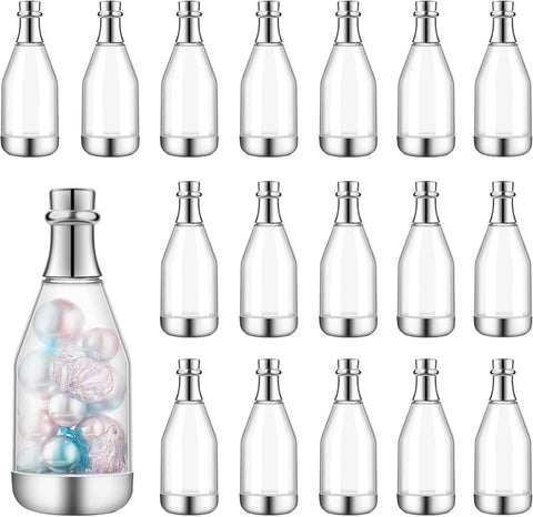 Cunhill 18 Pcs Mini Champagne Bottles Wedding Favors Bulk, Clear and Silver
